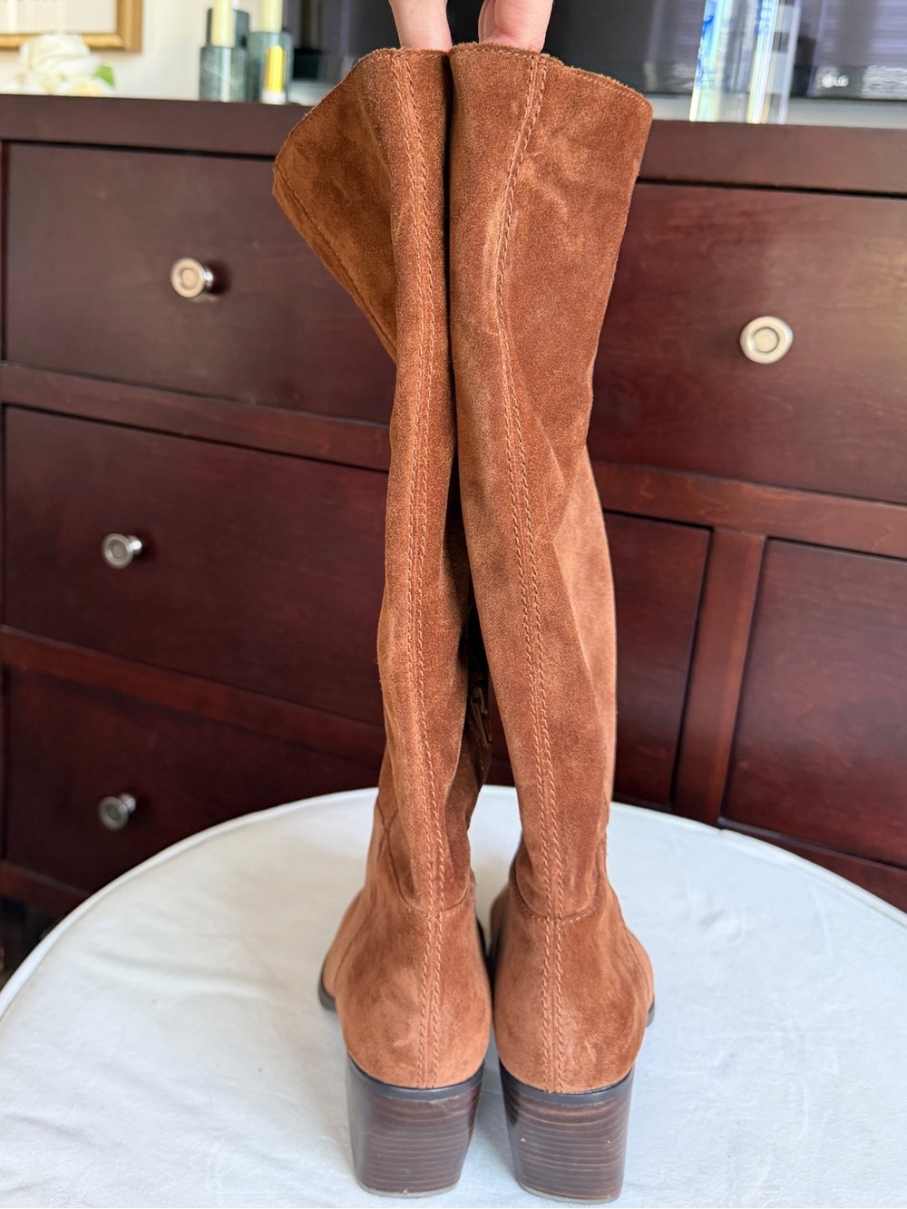 Naturalizer Chestnut Suede Knee-High Boots - Picture 4 of 4